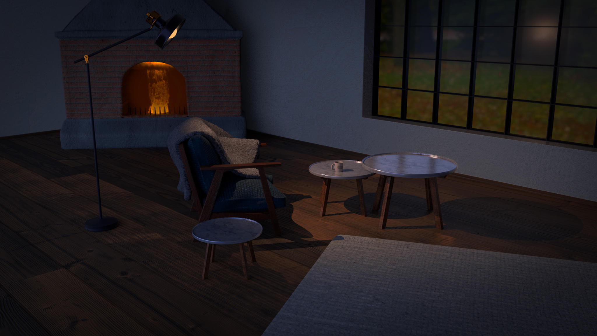3D Modell of a cosy place by night #2